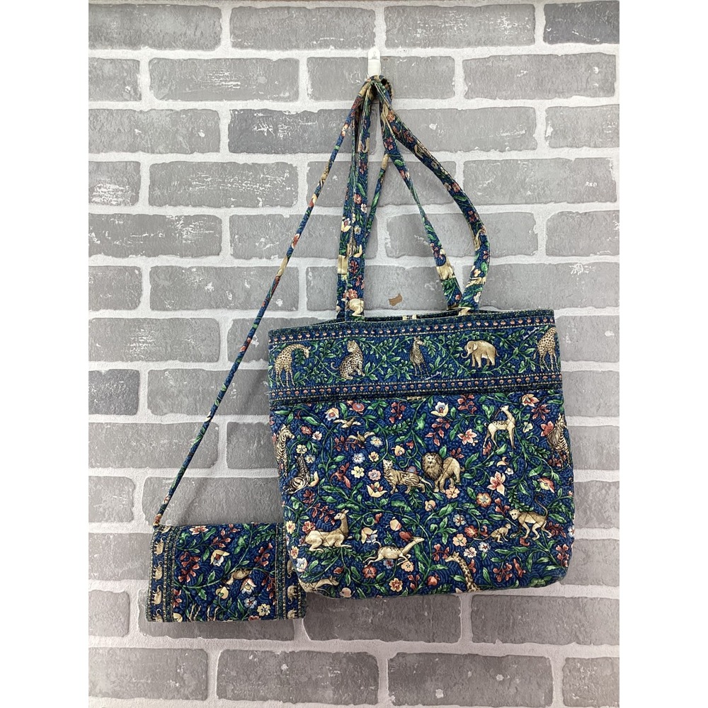 Vera Bradley Animal Kingdom Safari Tote Shoulder Bag Wallet Retired Rare - Picture 6 of 10